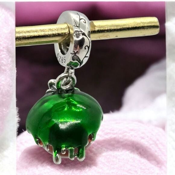 Poisoned Apple Charm S925 Sterling Silver Slide-On Bracelet Disney Villain Inspo - Picture 10 of 11
